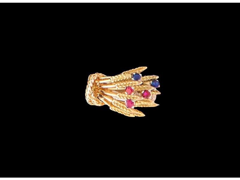 BAGUE en or jaune (750) et platine en forme...