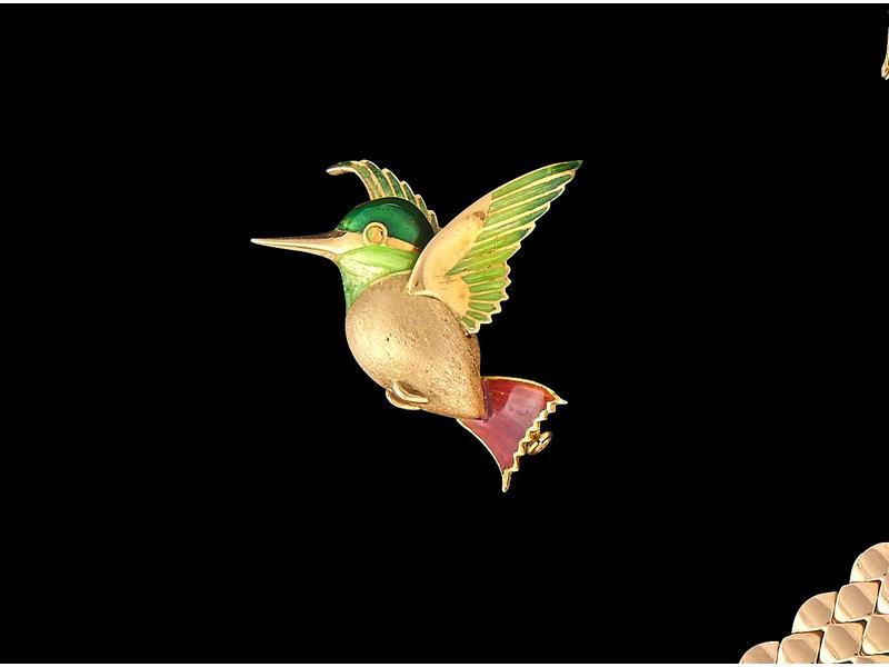 BROCHE en forme de colibri en or jaune (750)...