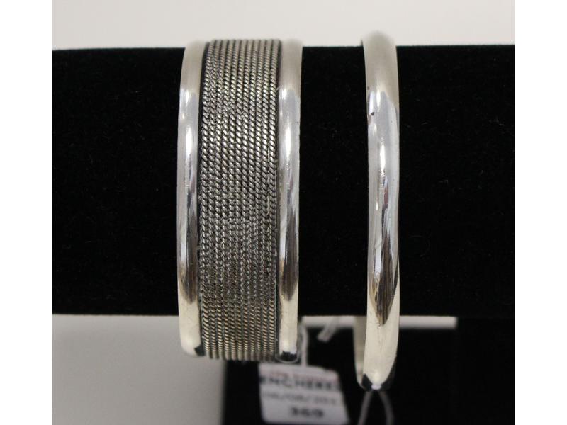BRACELET RIGIDE demi jonc en argent à godrons...