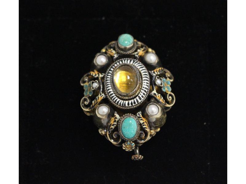 BROCHE ovale en argent (925) à motifs de...