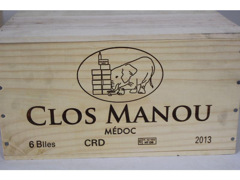 6 blles CLOS MANOU, Médoc, 2013, CBO NI