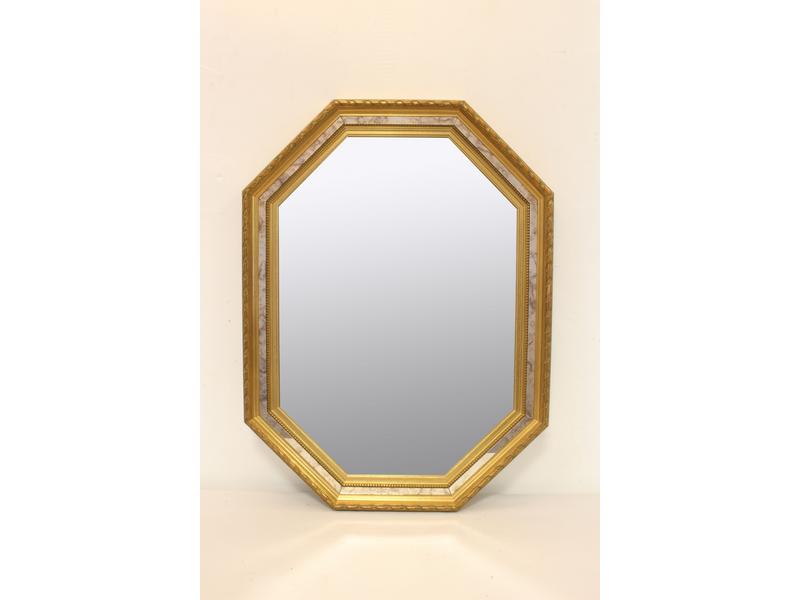 MIROIR dans un cadre en bois doré hexago...