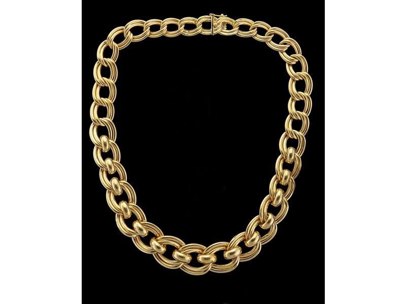 COLLIER en or jaune (750) à larges maillons,...