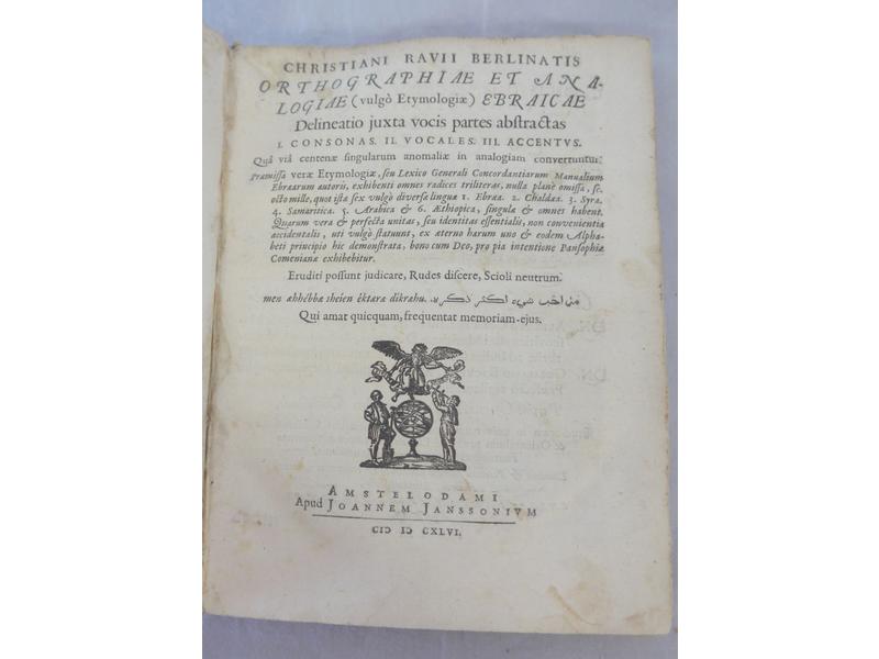 RAVIUS (C) : Orthographiae et Analogiae ebraïcae......