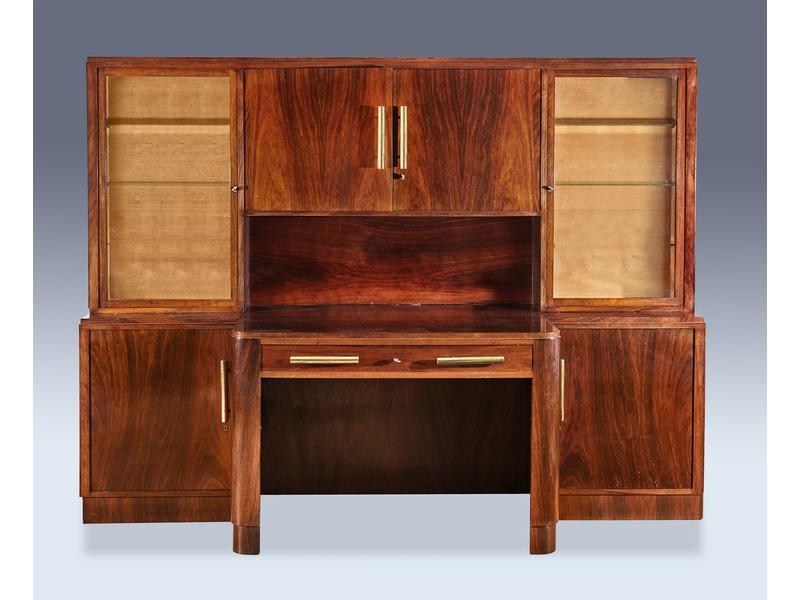 BUREAU BIBLIOTHEQUE en placage de palissandre...