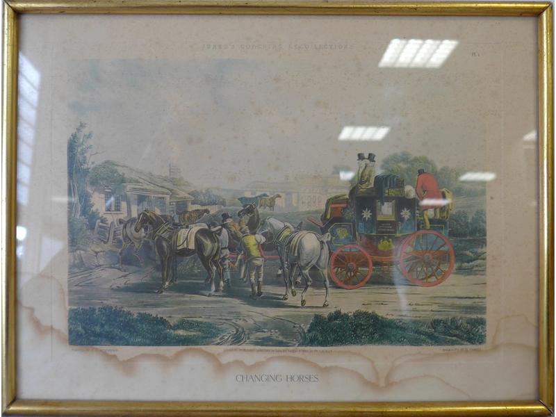 GRAVURE en couleurs "Changing Horses".