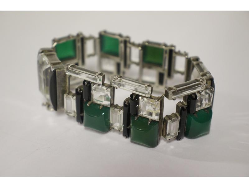 BRACELET souple en argent (935) serti de...