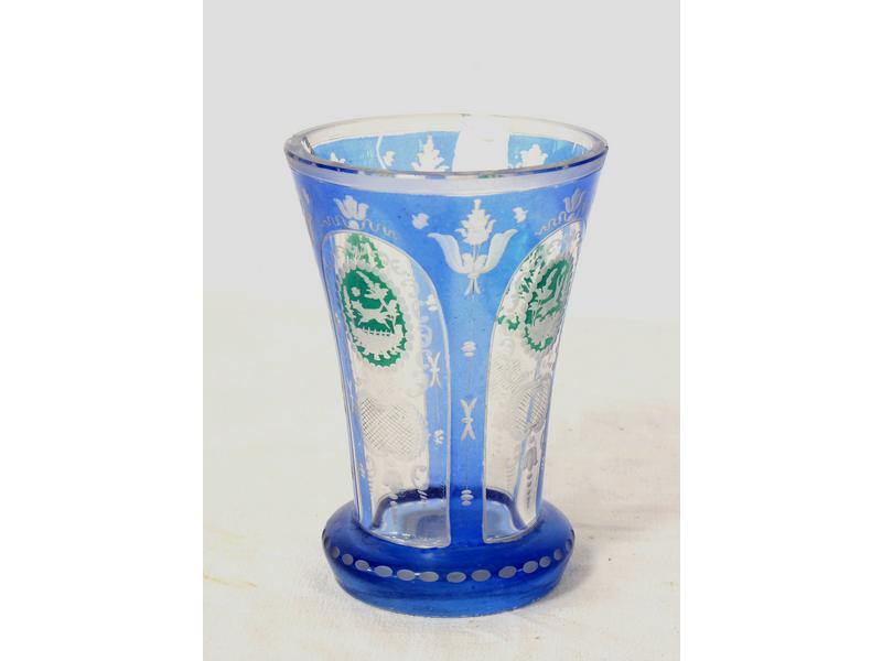 VERRE à col évasé en cristal de Bohème bleu...