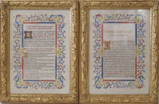 DEUX ENLUMINURES sur textes du Nouveau Testament...