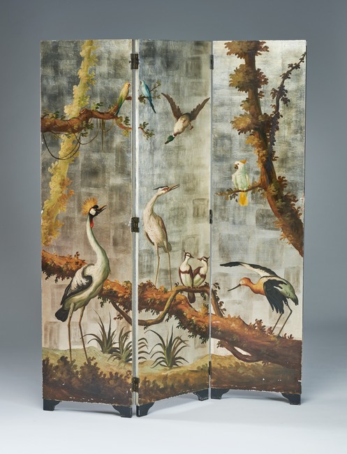 PARAVENT à trois feuilles à décor d’oiseaux...