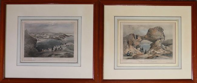 DEUX LITHOGRAPHIES en couleurs "Biarritz",...