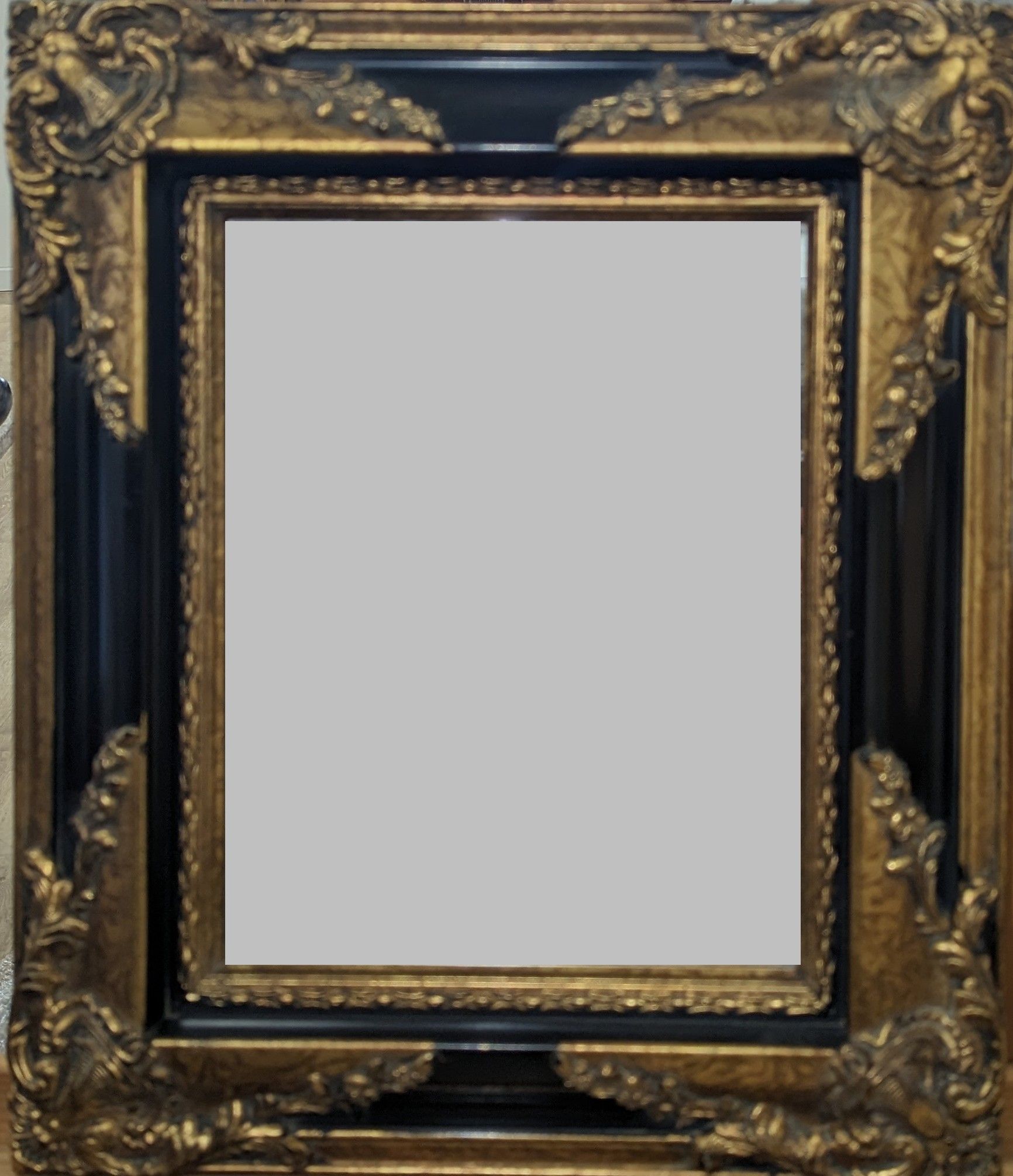 MIROIR biseauté rectangulaire en bois et...