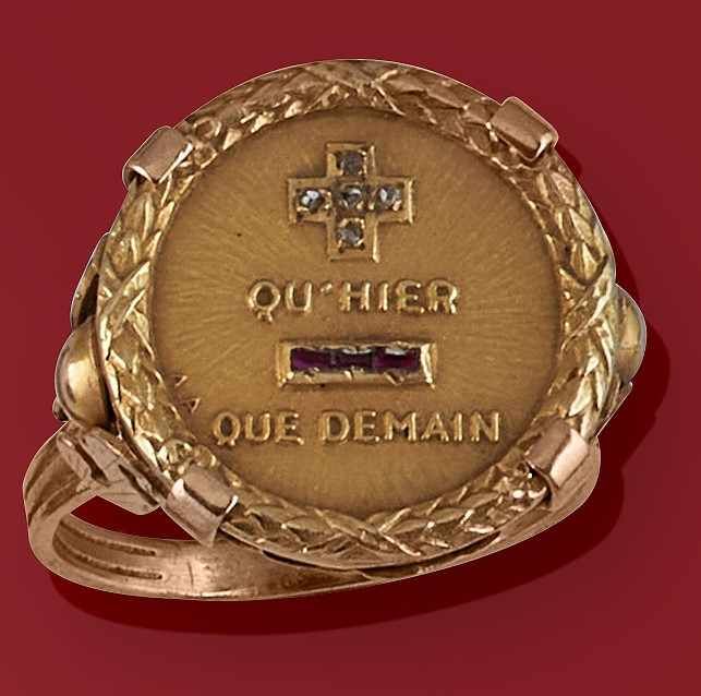 BAGUE en or jaune (750) avec médaille "plus...