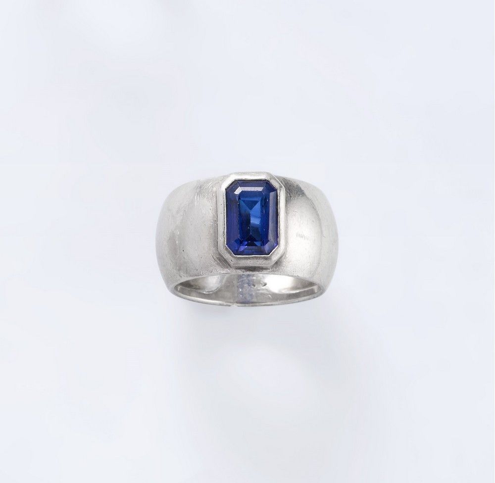 LARGE BAGUE ANNEAU en argent (925) centrée...
