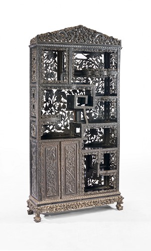 MEUBLE BIBLIOTHEQUE en bois exotique noir...