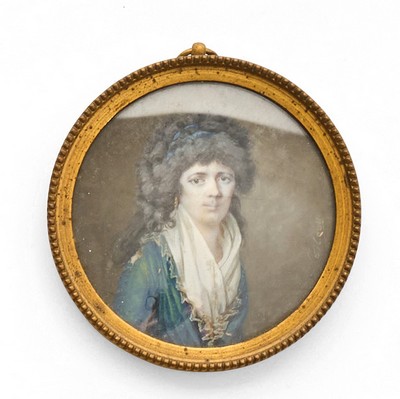 MINIATURE ronde représentant une jeune femme...
