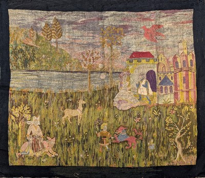 TAPISSERIE en laine polychrome, brocards...