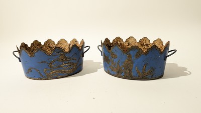 PAIRE DE VERRIERES ovales à deux anses, en...