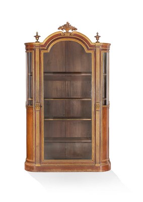GRANDE VITRINE en bois teinté acajou et filets...