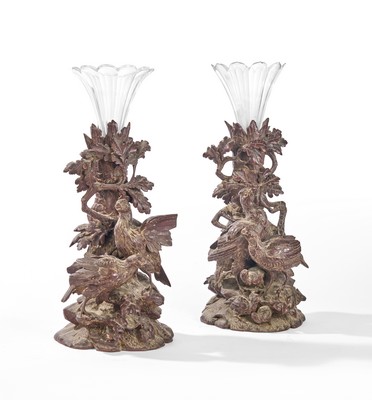PAIRE DE BOUQUETIERES en bois mouluré sculpté...