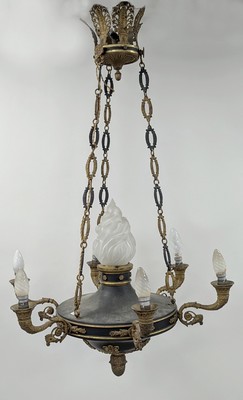 LUSTRE en tôle laquée noir à six bras de...