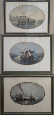 SUITE DE TROIS LITHOGRAPHIES en couleur par...