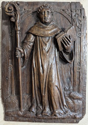 BAS-RELIEF en chêne sculpté représentant...