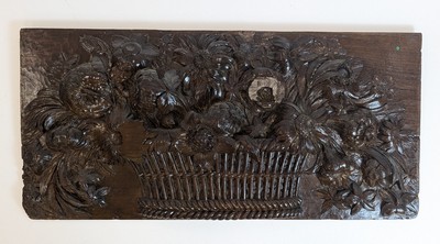 PANNEAU en chêne sculpté en bas relief à...