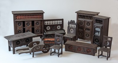 ENSEMBLE DE MOBILIER BRETON MINIATURE en...