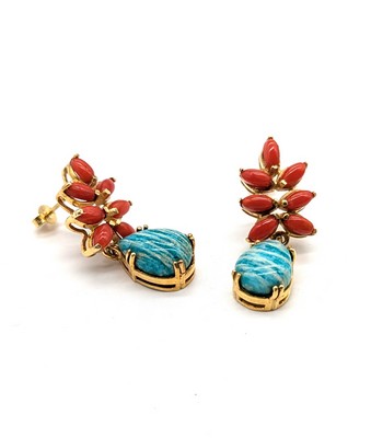 PAIRE DE PENDANTS D'OREILLES en vermeil (925)...