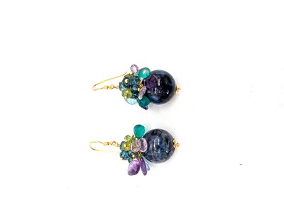 PAIRE DE PENDANTS D'OREILLES en vermeil (925)...