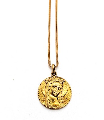 MÉDAILLE DE BAPTÊME en or (750) représentant...