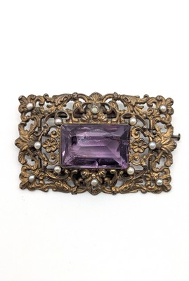 GRANDE BROCHE ANCIENNE en argent centrée...