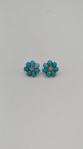 BOUCLES D'OREILLES en argent (925) et or...
