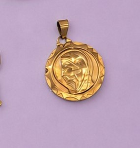MÉDAILLE DE BAPTÊME en or (750) à profil...